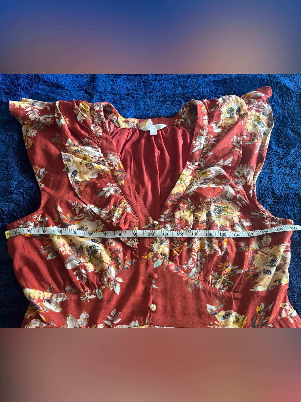 LC Lauren Conrad Rust Floral Maxi Dress with V-Neck - Picture 8 of 8